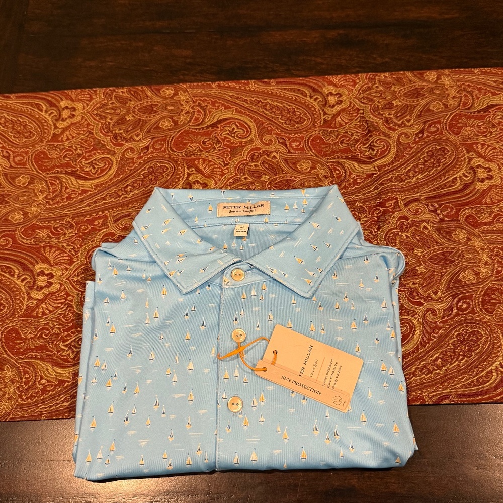 Peter Millar Men's Medium Sailing Away Performance Polo MSRP $110 - Picture 2 of 7